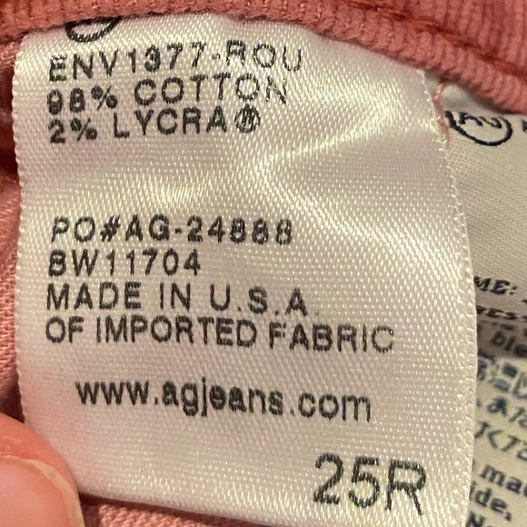 AG Slim Straight Ankle Rust Colored Corduroy Pants Size 25 R - Picture 9 of 11